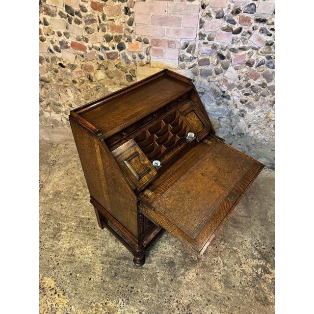 Vintage Jacobean Carved Oak Secretaire, 1920 For Sale - Image 3 of 18