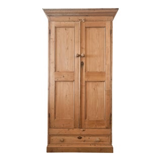 1990s Vintage Scrubbed Pine Wardrobe Cabinet For Sale