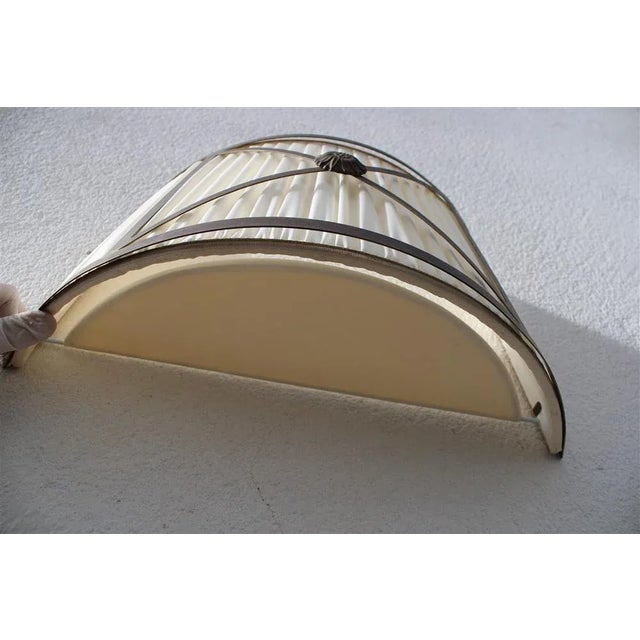 White Wall Lamps in Brass & Silk, Italy, 1970s, Set of 2 For Sale - Image 8 of 10