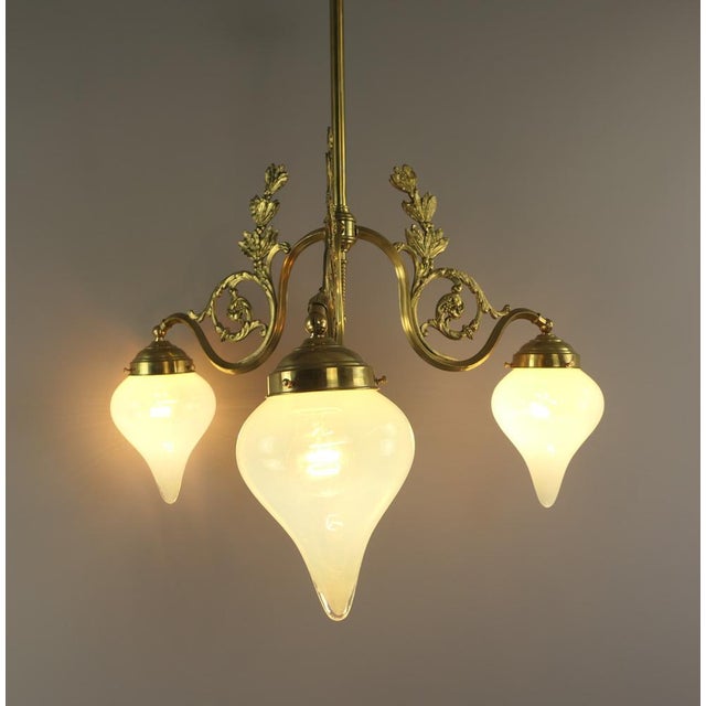 Metal French Brass Chandelier, France, 1910s For Sale - Image 7 of 11