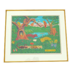 Kashio Baba Modern Japanese Limited Edition Lithograph Titled "Animals of Amazon"