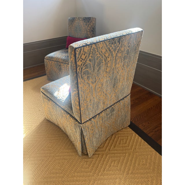 2010s Pair of Custom Slipper Chairs For Sale - Image 5 of 7