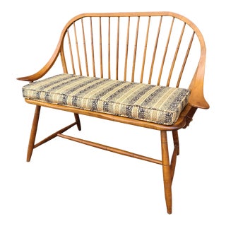 Late 20th Century Hale Co. Faux Bamboo Maple Bowback Windsor Bench For Sale
