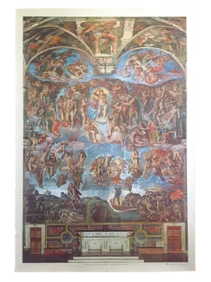 Michelangelo Vintage 1979 " Sistine Chapel Ceiling " Lmtd Edtn XL Monumental Italian Lithograph Print Poster