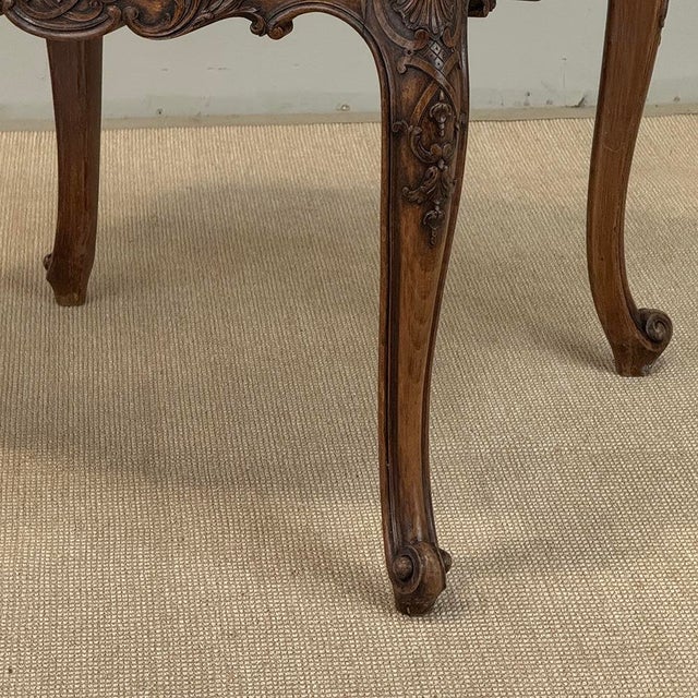 Antique French Régence Style Carved Oak Sainte Anne Marble End Table For Sale - Image 13 of 18