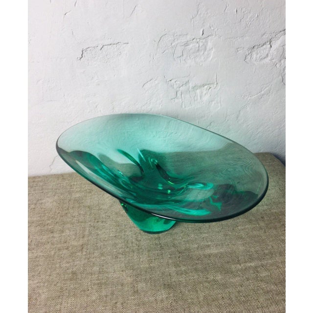 Vintage Emerald Green Murano Glass Bowl, 1960s For Sale - Image 6 of 7