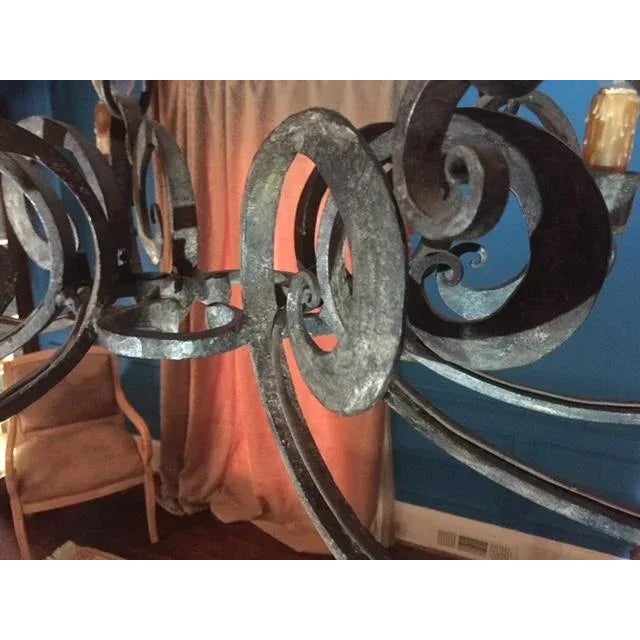 18th Century Hand-Forged & Hammered French Iron Chandelier For Sale - Image 4 of 9