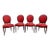 Vintage Set of Four Carved & Inlaid Regency Style Rounded Back Red Side Chairs For Sale