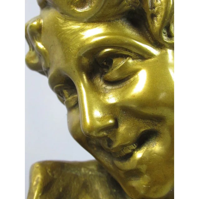 Vintage Exhibition Brass Sculpture of Woman with Marble Base, Late 1900s For Sale - Image 4 of 9