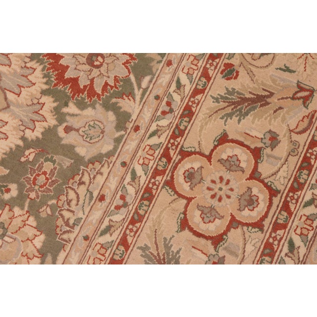 1990s Floral 1990's Pak-Persian Green/Beige Wool Rug - 5'10'' X 9'0'' For Sale - Image 5 of 9