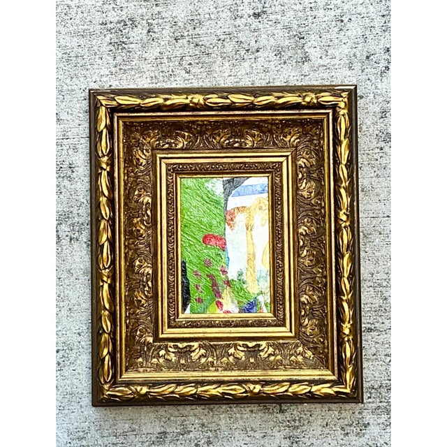 Gold Vintage Framed Abstract Oil Painting For Sale - Image 8 of 12