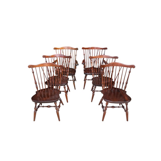 Vintage Ethan Allen Old Tavern Fiddle Back Chairs – Excellent Condition For Sale - Image 12 of 12