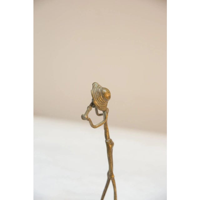 Vintage African Bronze Musician Statue For Sale - Image 4 of 9