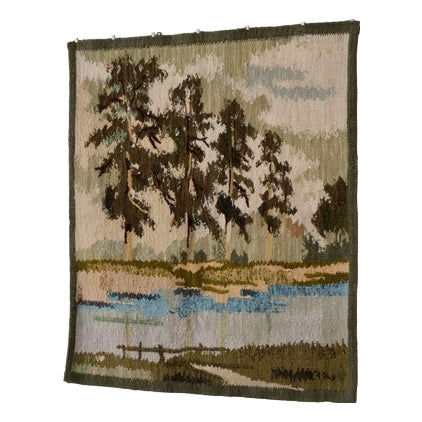 Mid-Century Landscape Wall Tapestry in Wool, Poland For Sale