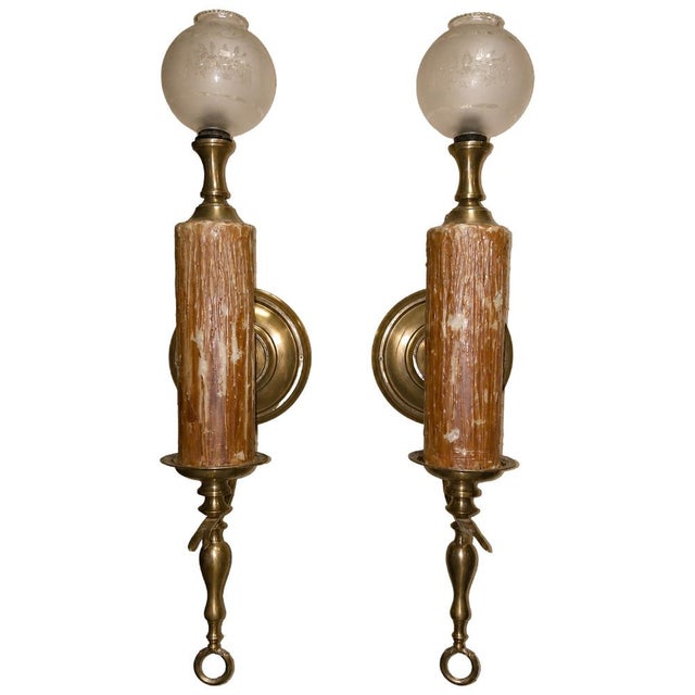 Melted Wax Candlestick Style Wall Sconces, 1930s, Set of 2 For Sale - Image 6 of 6