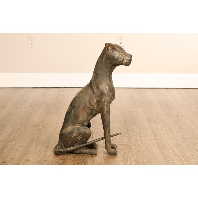 Egyptian Revival Bronze Pair Of Seated Cat Garden Sculptures For Sale - Image 12 of 18