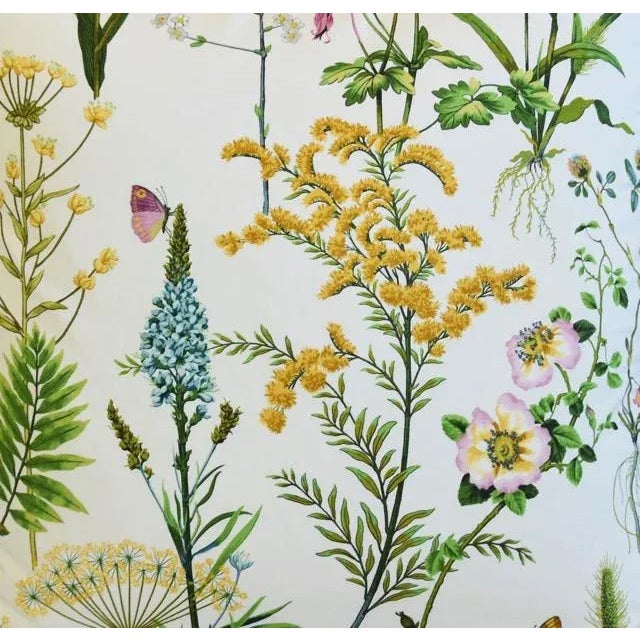 Custom-tailored pillow in a beautiful vintage wildflower cotton-linen print fabric. Off-white cotton-velvet back. Custom...