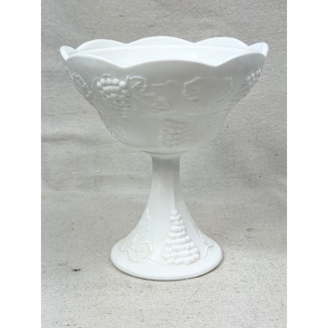 Vintage Grape Vine Design Scalloped Compote For Sale - Image 4 of 8
