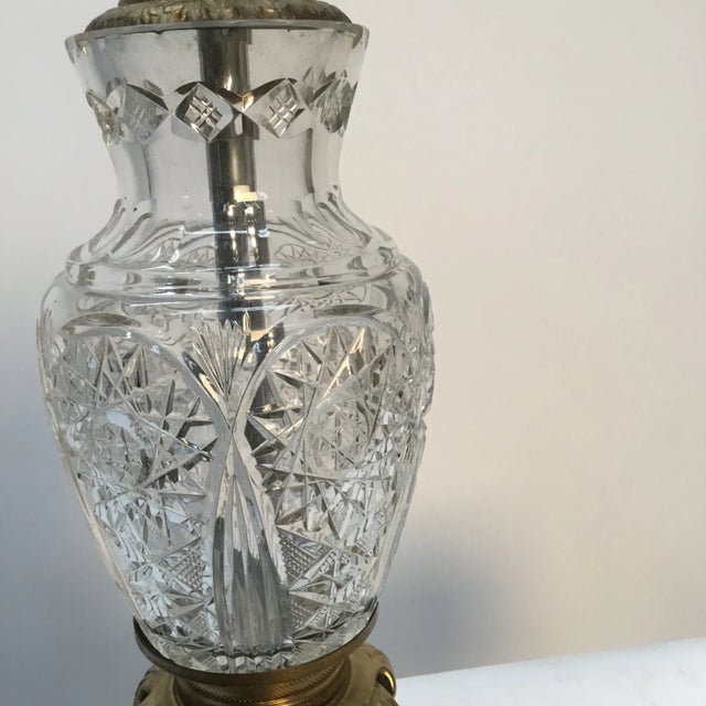 Early 20th Century Brass and Cut Class Lamp on Onyx Base For Sale - Image 4 of 10