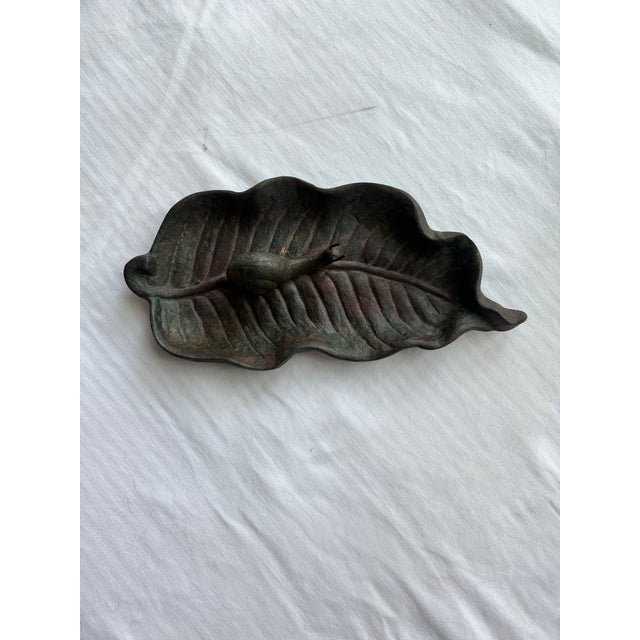 Vintage Cast Iron Leaf With a Snail Catchall For Sale In Raleigh - Image 6 of 8