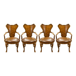 Late 20th Century Century Furniture Reproduction English Georgian Walnut Armchairs - Set of 4 For Sale