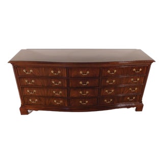 Drexel Flame Mahogany Serpentine 12-Drawer Chippendale Chest Dresser For Sale