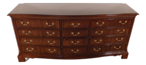 Drexel Flame Mahogany Serpentine 12-Drawer Chippendale Chest Dresser
