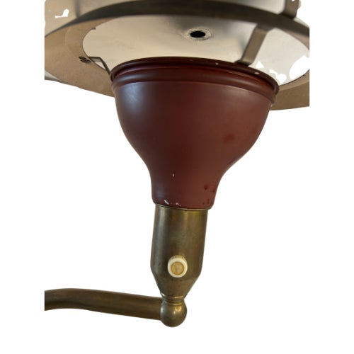 **Description:** Striking vintage M.G. Wheeler "Sight Light" floor lamp featuring the iconic burgundy spun-steel saucer...