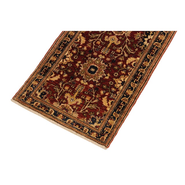 Shabby Chic Ziegler 1990's Red/Blue Wool Runner Rug- 2'8'' X 13'4'' For Sale - Image 4 of 10