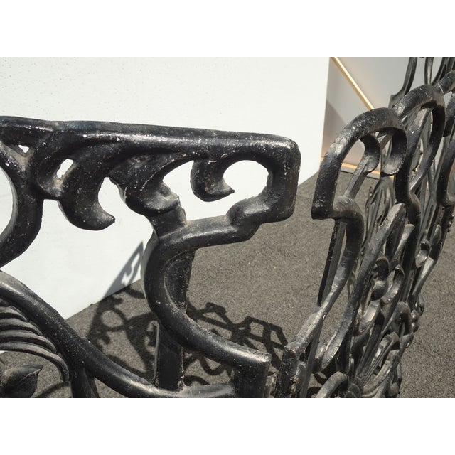 Vintage Spanish Style Cast Iron Three Panel Ornate Black Fireplace Screen For Sale - Image 13 of 18