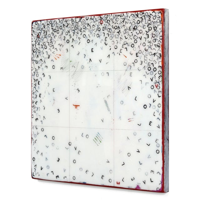 Contemporary Love Letters 20 - Original Monochrome Minimalist Acrylic and Resin Abstract Art on Wood Panel For Sale - Image 3 of 9