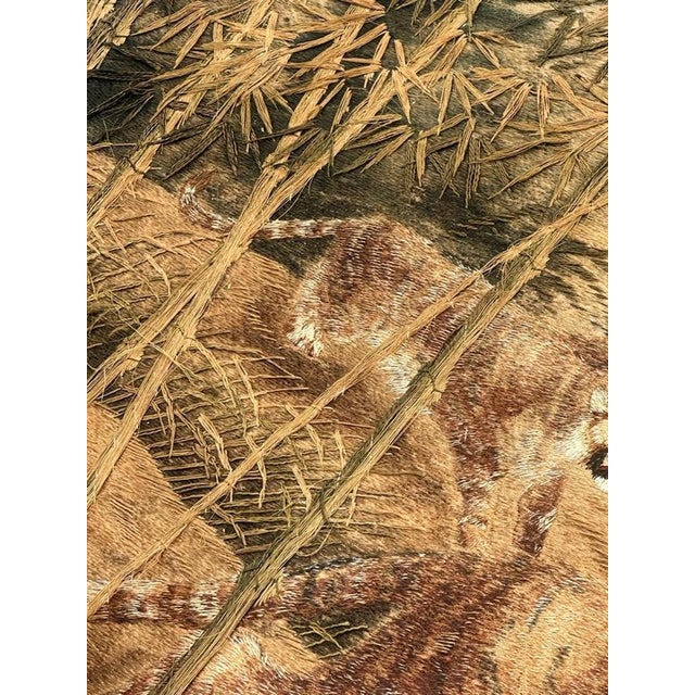 Antique Silk Japanese Embroidery with Tigers For Sale - Image 10 of 18