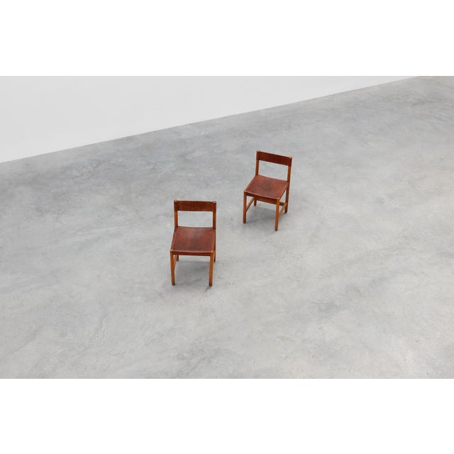Spanish Wood and Leather Chairs attributed to Jordi Vilanova, 1960s, Set of 2 For Sale - Image 6 of 18