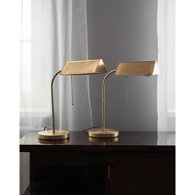 Gold Banker Style Brass Table Lamp, Germany, 1970s For Sale - Image 8 of 10
