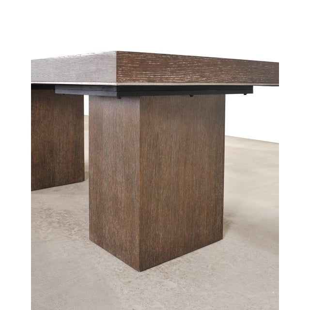 Bernhardt Linea Cerused Oak Modern Pedestal Dining Table 7.5 Ft For Sale - Image 13 of 17