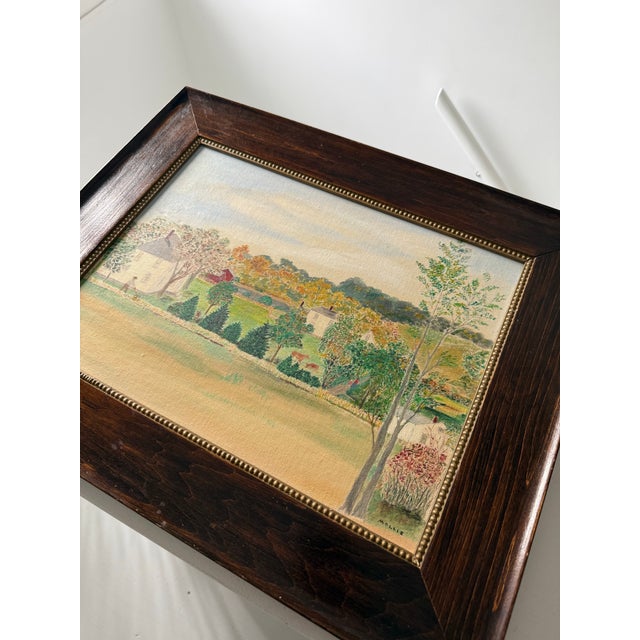 American farm scene in the naive/folk art style by Minnesota artist Mollie Herbrandson. Herbrandson took up painting as a...
