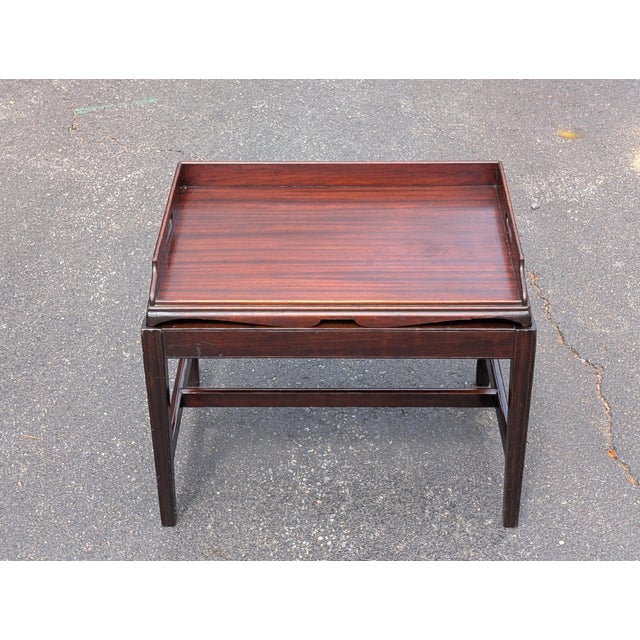 Wood Late 19th Century English Mahogany Butler’s Tray Top Table For Sale - Image 7 of 12