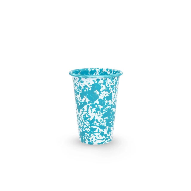 Enamel Splatter 14 oz. Tumblers, Turquoise - Set of 4 Elevate your sustainable lifestyle with our enamel 14 oz tumblers...