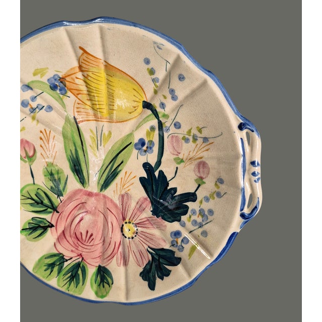 Mid 20th Century Vintage Hand Painted Floral Made in Japan Serving Platter For Sale - Image 5 of 8