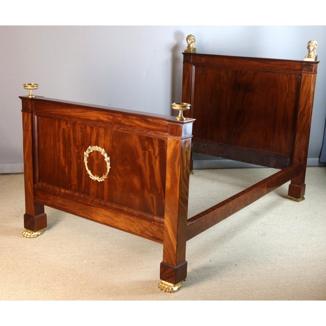 Maroon Empire Style Single Bed For Sale - Image 8 of 14