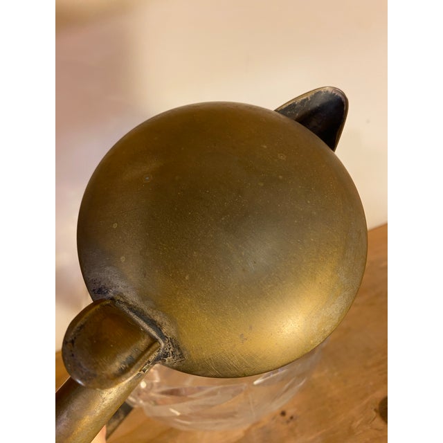 Early 20th Century Brass and Cut Glass Antique Pitcher For Sale - Image 4 of 9