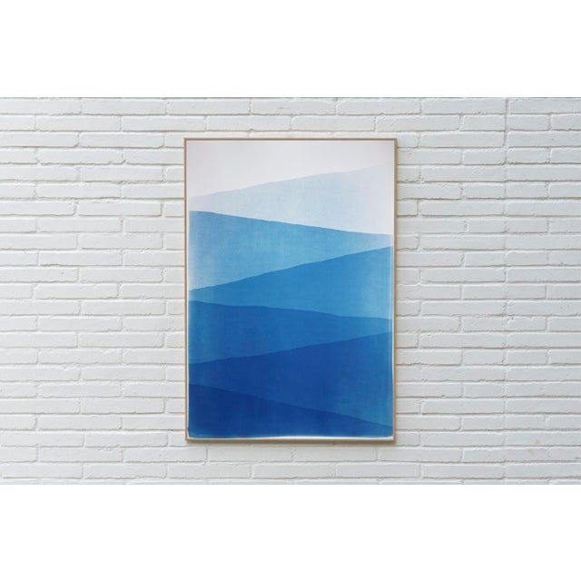 2020s 2026, Minimalist Abstract Landscape, Blue Mountains, Handmade Cyanotype Monotype on Watercolor Paper by Kind of Cyan For Sale - Image 5 of 8