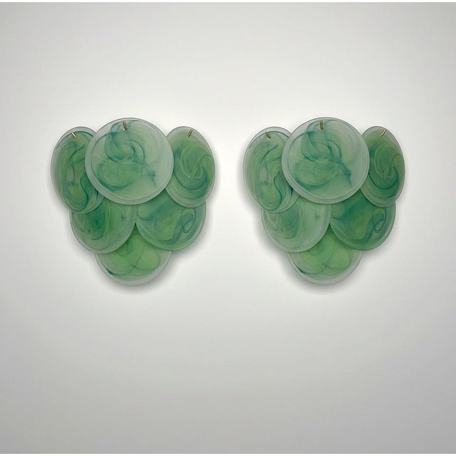 Glass Wall Sconces with Acid-Etched Alabaster Glass Discs, 1990s, Set of 2 For Sale - Image 15 of 15
