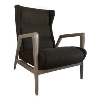 Lillian August Modern Accent Lounge Chair – Gray Wood Frame & Charcoal Upholstery For Sale