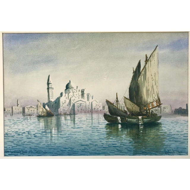Grand Tour Antique Original Watercolor Grand Canal Venice Italy by Anton Puriya For Sale - Image 3 of 9