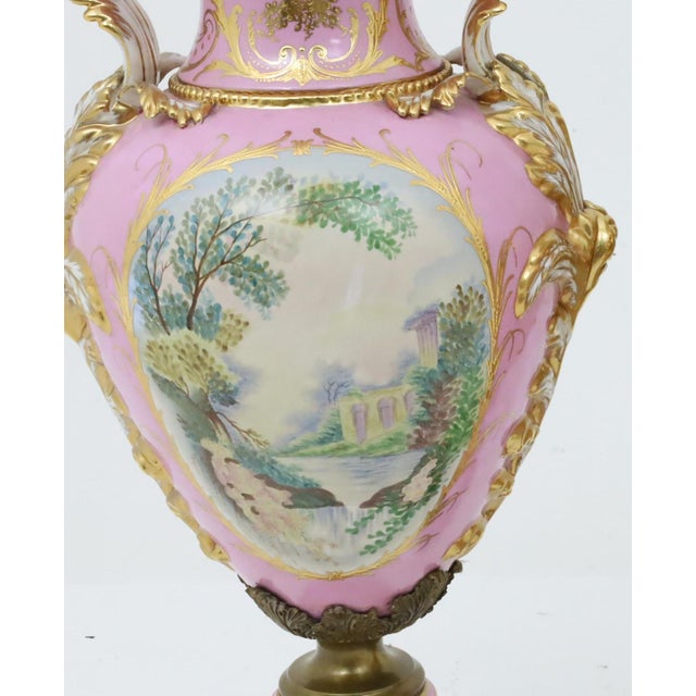 Pink Impressive 19th Century French Sèvres Style Ormolu Mounted Porcelain Covered Urn For Sale - Image 8 of 14
