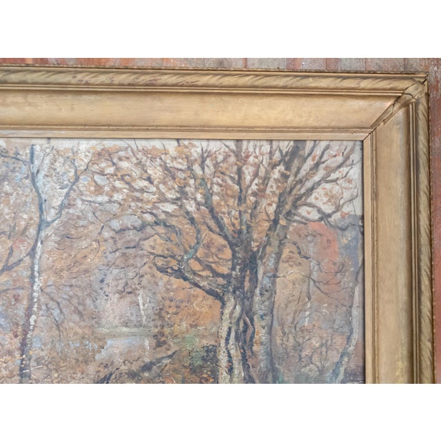 19th or 20th Century American Impressionist Wooded Landscape Painting, Signed Illegibly For Sale - Image 4 of 17