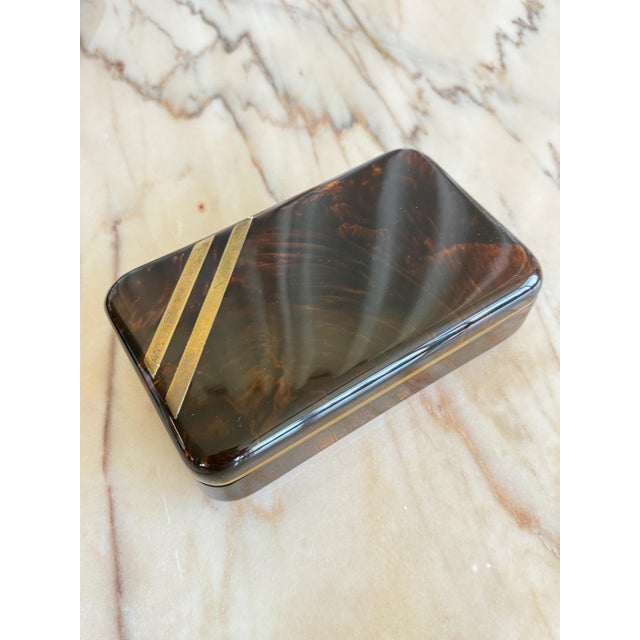 Mid-Century Tortoiseshell Acrylic Glass and Brass Centrepieces from Guzzini, Italy, 1970s, Set of 3 For Sale - Image 6 of 16