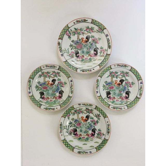 Chinoiserie 20th Century Chinese Colorful Porcelain Rooster Plates - Set of 4 For Sale - Image 3 of 13