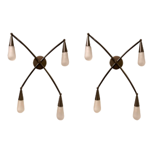 Modern Antique Nickel Led Droplet Wall Sconces Pair